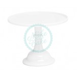 Glazed Milk Glass Cake Stand - White 9"