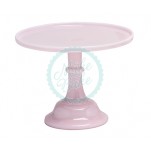 Glazed Milk Glass Cake Stand - Baby Pink 9"