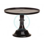 Glazed Milk Glass Cake Stand - Black Raspberry 9"