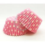 Cupcake Baking Cases - Pink With White Spots x 500