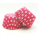 Cupcake Baking Cases - Hot Pink With White Spots x 500