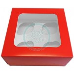 Satin Cupcake Box Holds 4 With Window - Red x 25
