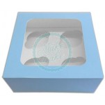Satin Cupcake Box Holds 4 With Window - Baby Blue x 5