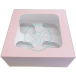 Satin Cupcake Box Holds 4 With Window - Baby Pink x 25