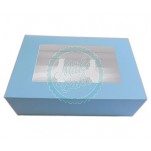 Satin Cupcake Box Holds 6 With Window - Baby Blue