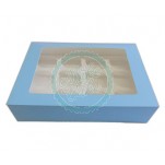 Satin Cupcake Box Holds 12 With Window - Baby Blue x 25