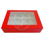 Satin Cupcake Box Holds 12 With Window - Red x 25