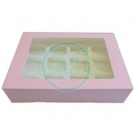Satin Cupcake Box Holds 12 With Window - Baby Pink x 25