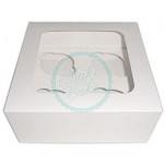 Satin Cupcake Box Holds 4 With Window - White x 25